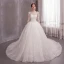 Flower Fairy Ivory See-through Wedding Dresses 2019 Ball Gown Scoop Neck Long Sleeve Backless Appliques Flower Beading Pearl Glitter Tulle Chapel Train Ruffle