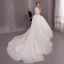 Flower Fairy Ivory See-through Wedding Dresses 2019 Ball Gown Scoop Neck Long Sleeve Backless Appliques Flower Beading Pearl Glitter Tulle Chapel Train Ruffle