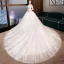 Vintage / Originale Abordable Ivoire Robe De Mariée 2019 Princesse Col Haut 3/4 Manches Dos Nu Percé Appliques En Dentelle Glitter Tulle Cathedral Train Volants