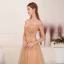 Illusion Champagne Gold See-through Evening Dresses  2019 A-Line / Princess Square Neckline Sleeveless Beading Floor-Length / Long Ruffle Backless Formal Dresses