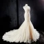 Best Champagne See-through Wedding Dresses 2019 Trumpet / Mermaid Scoop Neck Sleeveless Backless Pierced Appliques Lace Beading Pearl Court Train Ruffle