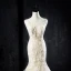 Best Champagne See-through Wedding Dresses 2019 Trumpet / Mermaid Scoop Neck Sleeveless Backless Pierced Appliques Lace Beading Pearl Court Train Ruffle