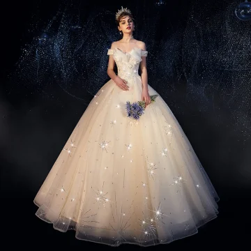 Schöne Ivory Creme Brautkleider Hochzeitskleider 2019 A Linie Off Shoulder Kurze Ärmel Rückenfreies Applikationen Spitze Perlenstickerei Glanz Pailletten Lange Rüschen