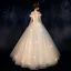 Chic / Belle Ivoire Robe De Mariée 2019 Princesse De l'épaule Manches Courtes Dos Nu Appliques En Dentelle Perlage Glitter Paillettes Longue Volants