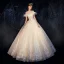 Best Ivory Outdoor / Garden Wedding Dresses 2019 A-Line / Princess Off-The-Shoulder Short Sleeve Backless Appliques Lace Beading Glitter Tulle Floor-Length / Long Ruffle