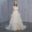 Erschwinglich Champagner Sommer Strand Brautkleider / Hochzeitskleider 2019 A Linie Spaghettiträger Ärmellos Rückenfreies Applikationen Spitze Sweep / Pinsel Zug Fallende Rüsche