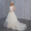 Erschwinglich Champagner Sommer Strand Brautkleider / Hochzeitskleider 2019 A Linie Spaghettiträger Ärmellos Rückenfreies Applikationen Spitze Sweep / Pinsel Zug Fallende Rüsche