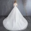 Affordable Ivory Wedding Dresses 2019 A-Line / Princess Off-The-Shoulder Short Sleeve Backless Appliques Lace Beading Tassel Chapel Train Ruffle