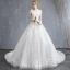 Affordable Ivory Wedding Dresses 2019 A-Line / Princess Off-The-Shoulder Short Sleeve Backless Appliques Lace Beading Tassel Chapel Train Ruffle