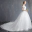 Affordable Ivory Wedding Dresses 2019 A-Line / Princess Off-The-Shoulder Short Sleeve Backless Appliques Lace Beading Tassel Chapel Train Ruffle