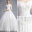 Affordable Ivory Wedding Dresses 2019 A-Line / Princess Off-The-Shoulder Short Sleeve Backless Appliques Lace Beading Tassel Chapel Train Ruffle