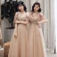 Rimelig Champagne Brudepikekjoler 2019 Prinsesse Appliques Blonder Beading Glitter Tyll Lange Buste Kjoler Til Bryllup