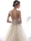Élégant Champagne Robe De Mariée 2019 Princesse Bretelles Spaghetti Dos Nu Perlage Sans Manches Glitter Étoile Tulle Longue Volants