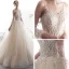 Élégant Champagne Robe De Mariée 2019 Princesse Bretelles Spaghetti Dos Nu Perlage Sans Manches Glitter Étoile Tulle Longue Volants