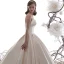 Enkel Champagne Satin Brudekjoler 2019 Prinsesse Fantastiske / Unike Kjæreste Uten Ermer Ryggløse Cathedral Train Buste