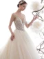Illusion Champagner Durchbohrt Brautkleider / Hochzeitskleider 2019 A Linie Spaghettiträger Rückenfreies Ärmellos Handgefertigt Perlenstickerei Glanz Tülle Kathedrale Schleppe