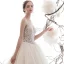 Illusion Champagner Durchbohrt Brautkleider / Hochzeitskleider 2019 A Linie Spaghettiträger Rückenfreies Ärmellos Handgefertigt Perlenstickerei Glanz Tülle Kathedrale Schleppe