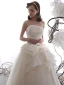 Modest / Simple Champagne Wedding Dresses 2019 A-Line / Princess Strapless Sleeveless Backless Floor-Length / Long Ruffle