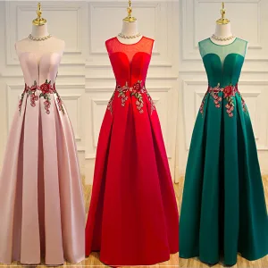 Abordable Satin Transparentes Robe De Bal 2019 Princesse Encolure Dégagée Sans Manches Longue Dos Nu Robe De Ceremonie