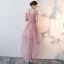 Erschwinglich Pink Cocktailkleider 2019 A Linie Off Shoulder Kurze Ärmel Applikationen Spitze Perle Stoffgürtel Asymmetrisch Rüschen Rückenfreies Festliche Kleider