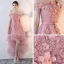 Erschwinglich Pink Cocktailkleider 2019 A Linie Off Shoulder Kurze Ärmel Applikationen Spitze Perle Stoffgürtel Asymmetrisch Rüschen Rückenfreies Festliche Kleider