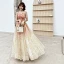 Charmant Bleu Marine Dégradé De Couleur Robe De Bal 2019 Princesse Bustier Sans Manches Glitter Tulle Longue Volants Dos Nu Robe De Ceremonie