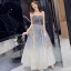 Charmant Bleu Marine Dégradé De Couleur Robe De Bal 2019 Princesse Bustier Sans Manches Glitter Tulle Longue Volants Dos Nu Robe De Ceremonie