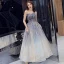 Charmant Bleu Marine Dégradé De Couleur Robe De Bal 2019 Princesse Bustier Sans Manches Glitter Tulle Longue Volants Dos Nu Robe De Ceremonie