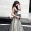 Modern / Fashion Black Champagne Prom Dresses 2019 A-Line / Princess Shoulders Sleeveless Sequins Embroidered Flower Floor-Length / Long Ruffle Backless Formal Dresses