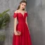 Elegante Rot Durchsichtige Abendkleider 2019 A Linie Eckiger Ausschnitt Kurze Ärmel Perlenstickerei Lange Rüschen Rückenfreies Festliche Kleider