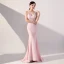 Sexy Rose Bonbon Transparentes Robe De Soirée 2019 Trompette / Sirène Bretelles Spaghetti Sans Manches Perlage Gland Train De Balayage Dos Nu Robe De Ceremonie