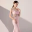 Sexy Rose Bonbon Transparentes Robe De Soirée 2019 Trompette / Sirène Bretelles Spaghetti Sans Manches Perlage Gland Train De Balayage Dos Nu Robe De Ceremonie