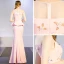 Chic / Beautiful Blushing Pink See-through Evening Dresses  2019 Trumpet / Mermaid Scoop Neck Sleeveless Appliques Flower Beading Floor-Length / Long Ruffle Formal Dresses