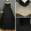 Elegant Black See-through Prom Dresses 2019 A-Line / Princess High Neck Bell sleeves Beading Rhinestone Floor-Length / Long Ruffle Formal Dresses