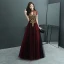 Style Chinois Bordeaux Transparentes Robe De Soirée 2019 Princesse Col Haut Manches Courtes Perlage Longue Volants Dos Nu Robe De Ceremonie