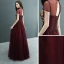 Style Chinois Bordeaux Transparentes Robe De Soirée 2019 Princesse Col Haut Manches Courtes Perlage Longue Volants Dos Nu Robe De Ceremonie