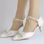 Sexy Weiß Perle Strass Schleife Brautschuhe 2025 Knöchelriemen 5 cm Stilettos Peeptoes Hochzeit Hochhackige