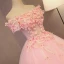 Charmant Perle Rose Robe De Bal 2017 Robe Boule De l'épaule Manches Courtes Appliques Fleur Perle Faux Diamant Longue Dos Nu Robe De Ceremonie
