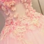 Charmant Perle Rose Robe De Bal 2017 Robe Boule De l'épaule Manches Courtes Appliques Fleur Perle Faux Diamant Longue Dos Nu Robe De Ceremonie