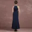 Schlicht Marineblau Abendkleider 2018 Mermaid Stehkragen Bandeau Ärmellos Pailletten Perlenstickerei Perle Knöchellänge Festliche Kleider