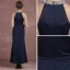 Schlicht Marineblau Abendkleider 2018 Mermaid Stehkragen Bandeau Ärmellos Pailletten Perlenstickerei Perle Knöchellänge Festliche Kleider