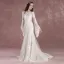 Elegant Champagne Pierced Wedding Dresses 2018 Trumpet / Mermaid Square Neckline Long Sleeve Backless Appliques Lace Sweep Train