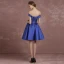 Modest / Simple Royal Blue Bridesmaid Dresses 2018 A-Line / Princess Off-The-Shoulder Short Sleeve Backless Bow Sash Short Ruffle Wedding Party Dresses