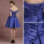 Modest / Simple Royal Blue Bridesmaid Dresses 2018 A-Line / Princess Off-The-Shoulder Short Sleeve Backless Bow Sash Short Ruffle Wedding Party Dresses