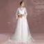 Chic / Belle Blanche Robe De Mariée 2018 Princesse Encolure Carrée Manches Longues Dos Nu Appliques En Dentelle Train De Balayage