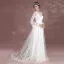 Chic / Belle Blanche Robe De Mariée 2018 Princesse Encolure Carrée Manches Longues Dos Nu Appliques En Dentelle Train De Balayage