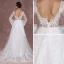 Chic / Belle Blanche Robe De Mariée 2018 Princesse Encolure Carrée Manches Longues Dos Nu Appliques En Dentelle Train De Balayage