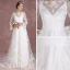 Chic / Belle Blanche Robe De Mariée 2018 Princesse Encolure Carrée Manches Longues Dos Nu Appliques En Dentelle Train De Balayage