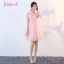Affordable Pearl Pink Bridesmaid Dresses 2018 A-Line / Princess Bow Sash Short Ruffle Backless Wedding Party Dresses
