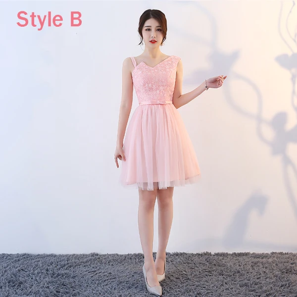 Affordable Pearl Pink Bridesmaid Dresses 2018 A-Line / Princess Bow Sash Short Ruffle Backless Wedding Party Dresses